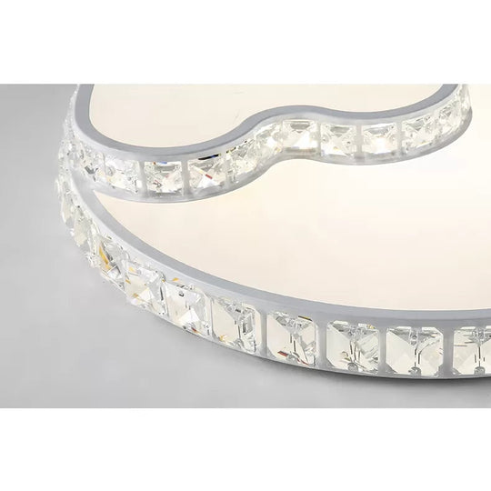 Children’s White Sky View Acrylic Flush Ceiling Light With Crystal Accent For Foyer