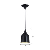 Contemporary Metal Bell Ceiling Hanging Light - Adjustable Cord White/Black 6/8/10.5 Dia 1