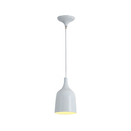 Contemporary Metal Bell Ceiling Hanging Light - Adjustable Cord White/Black 6/8/10.5 Dia 1