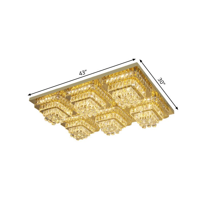 Contemporary Led Flush Mount Ceiling Light With Clear Crystal Shade