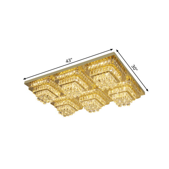 Contemporary Led Flush Mount Ceiling Light With Clear Crystal Shade