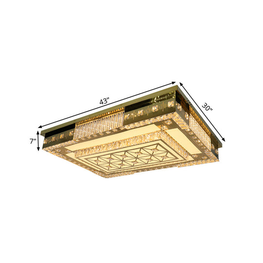 Contemporary Led Gold Ceiling Light With Clear Crystal Blocks
