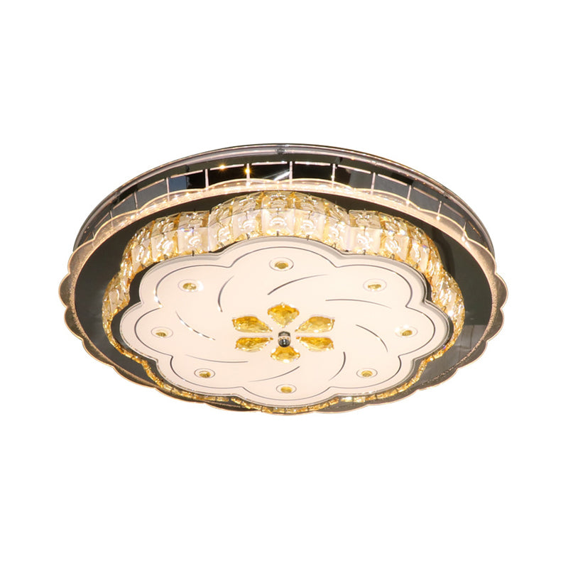 Modern Stainless - Steel Ceiling Light With Cut Crystal Blocks And Led Lighting Fixture