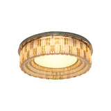 Stainless-Steel Led Flush Mount Ceiling Light With Crystal Blocks - Modern Round Fixture 23.5/31.5