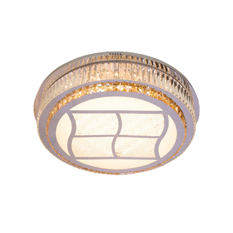 Contemporary Stainless-Steel Led Flush Mount Light Fixture With Crystal Blocks 19.5/31.5 Width