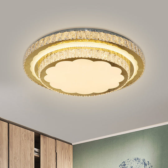 Modern Led Clear Crystal Ceiling Fixture Stainless Steel Flush Mount Lamp