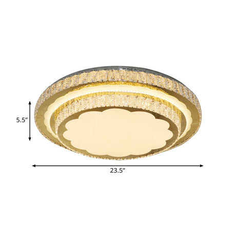 Modern Led Clear Crystal Ceiling Fixture Stainless Steel Flush Mount Lamp