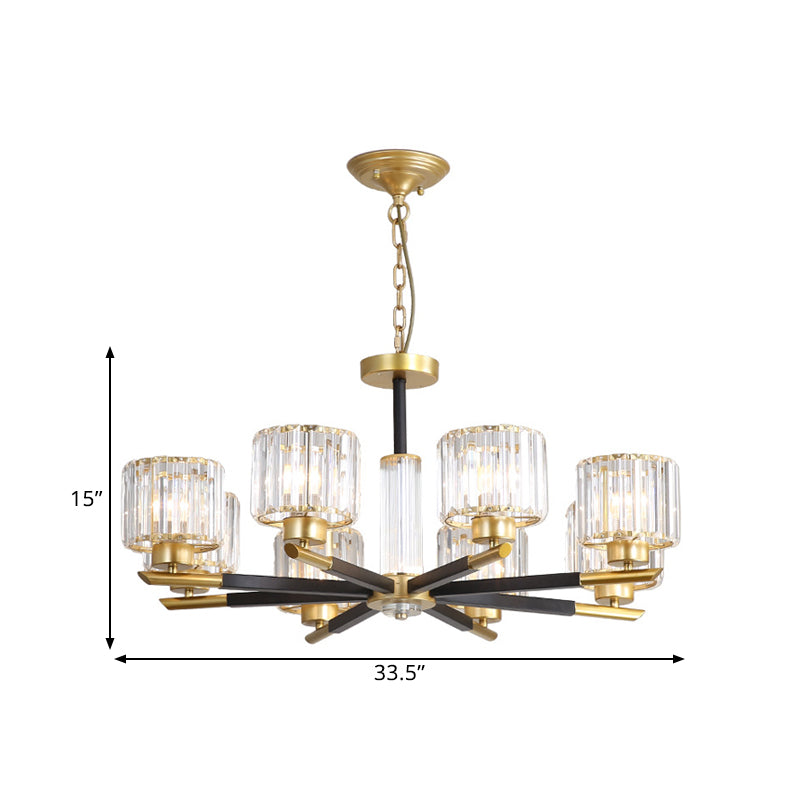 Modern Clear Crystal Pendant Chandelier - 8/10 Bulbs Radial Design