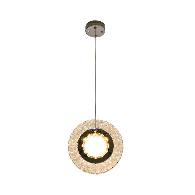 Contemporary Led Crystal Block Pendant Light For Bedchamber - Clear & Stylish
