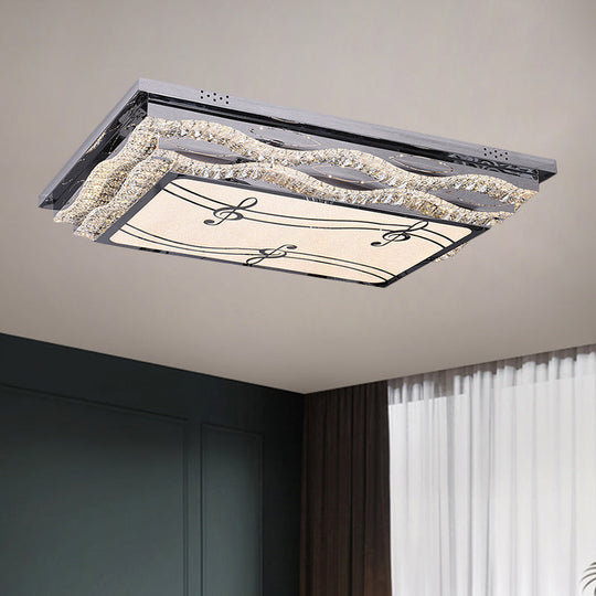 Clear Crystal Led Ceiling Light: Modern Stainless - Steel Flushmount For Bedchamber With Note