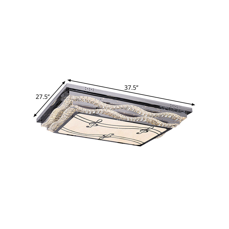 Clear Crystal Led Ceiling Light: Modern Stainless - Steel Flushmount For Bedchamber With Note