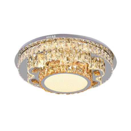 Modern Led Ceiling Lamp: Stainless-Steel Flushmount With Elegant Crystal Design