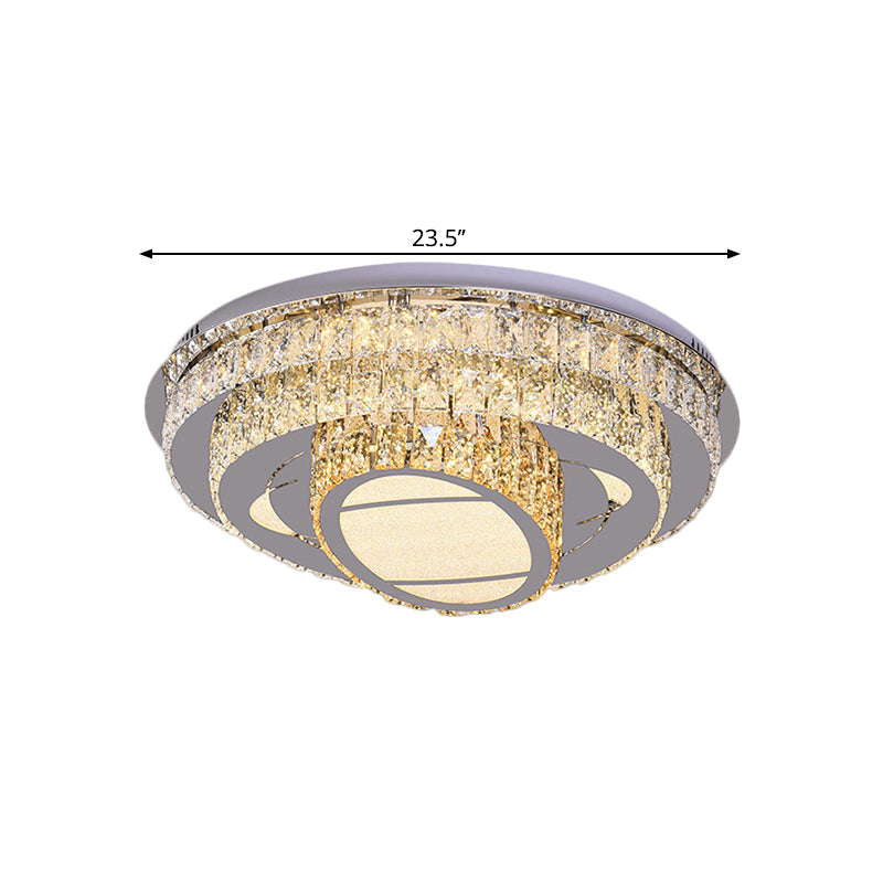 Modern Led Ceiling Lamp: Stainless - Steel Flushmount With Elegant Crystal Design