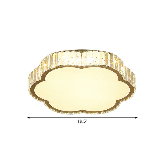 Contemporary Cloud Clear Crystal Flush Mount Led Ceiling Light In Stainless Steel For Bedchamber