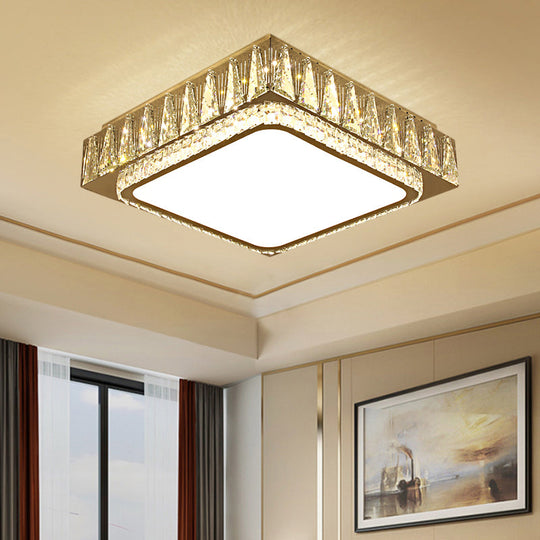 Modern Led Crystal Ceiling Light With Stainless Steel Finish Stainless-Steel