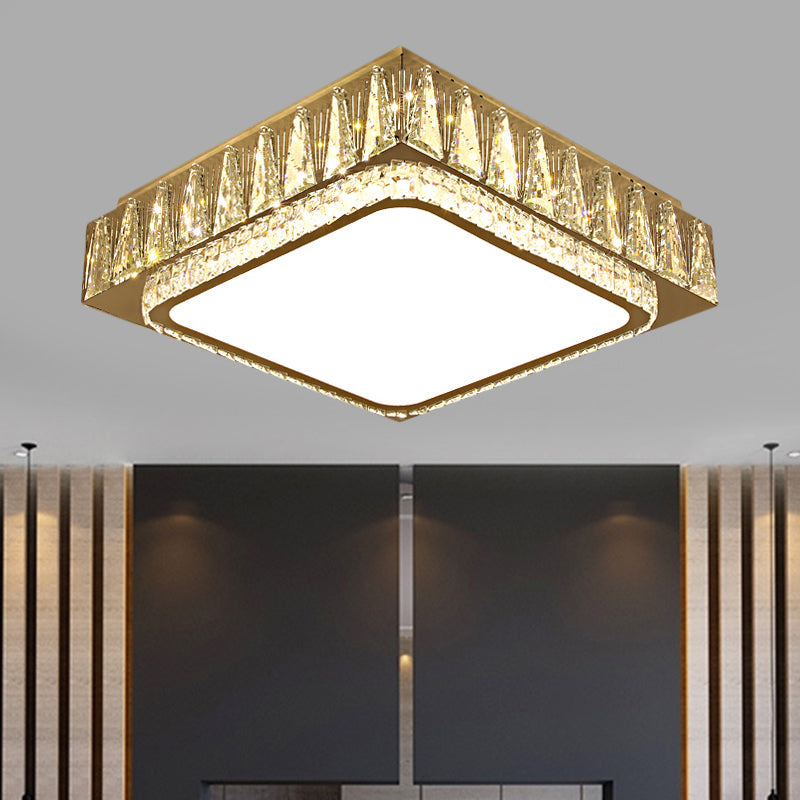 Modern Led Crystal Ceiling Light With Stainless Steel Finish