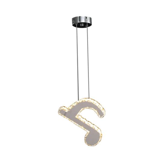 Musical Note Led Pendant Light - Stylish Stainless Steel Crystal Mini Lamp
