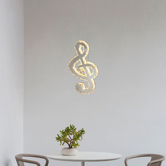 Musical Note Led Pendant Light - Stylish Stainless Steel Crystal Mini Lamp