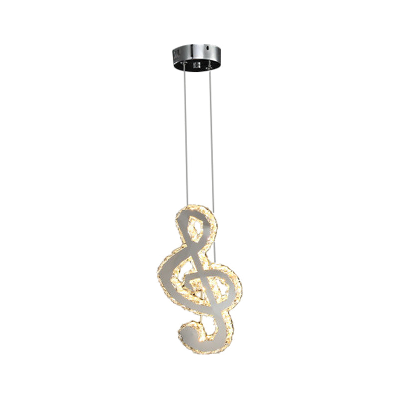Musical Note Led Pendant Light - Stylish Stainless Steel Crystal Mini Lamp