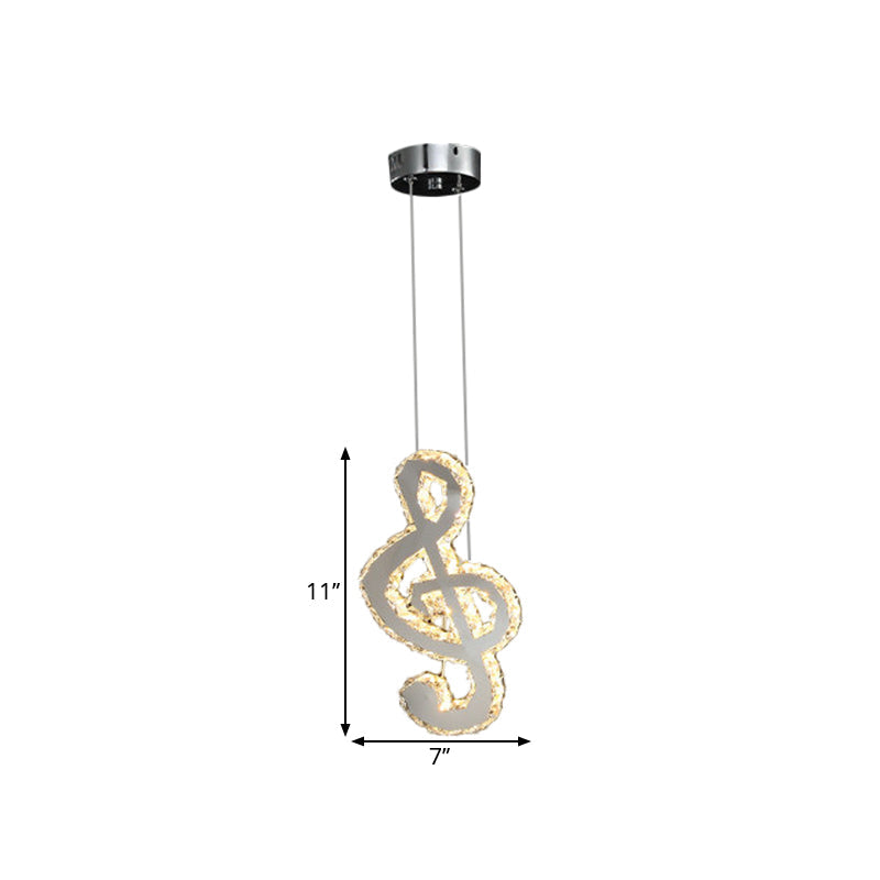 Musical Note Led Pendant Light - Stylish Stainless Steel Crystal Mini Lamp