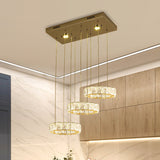 Modern Crystal Led Pendant Light Kit With 3 Rings - Stainless Steel Stainless-Steel