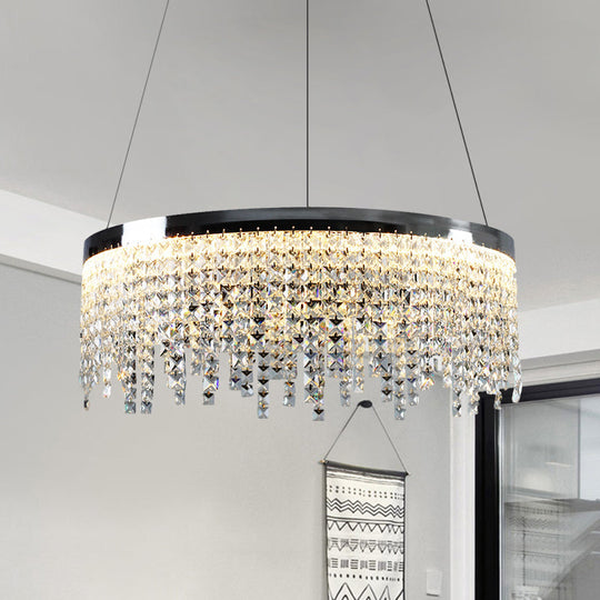 16’/19.5’ Wide Chrome Round Led Crystal Ceiling Chandelier In Modern Style - Warm/White Light /