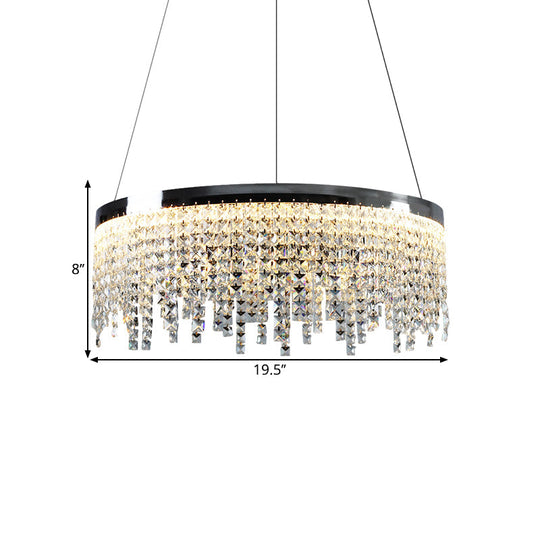 16’/19.5’ Wide Chrome Round Led Crystal Ceiling Chandelier In Modern Style - Warm/White Light