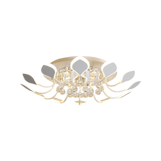 Modern Black/White Crystal Ceiling Light With Raindrop Shade – 10/12 Heads Parlor Flush Mount