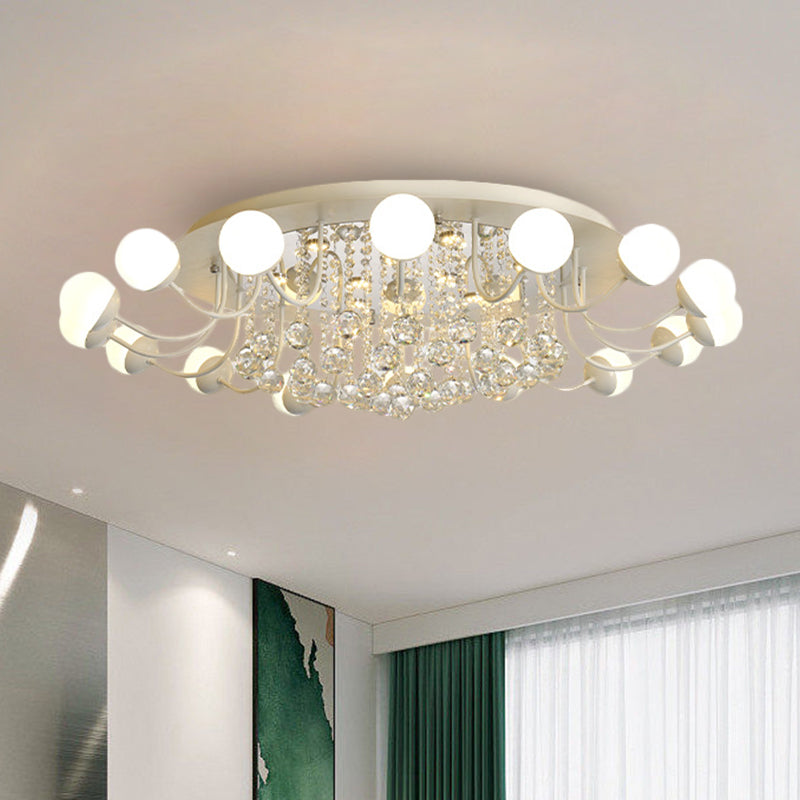 Hand-Cut Crystal Sphere Ceiling Light With Modern Design: 10/12-Head Black/White Mounting For Parlor