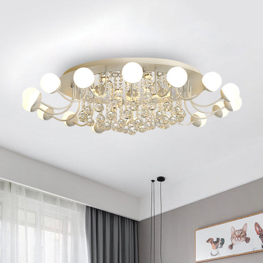 Hand-Cut Crystal Sphere Ceiling Light With Modern Design: 10/12-Head Black/White Mounting For