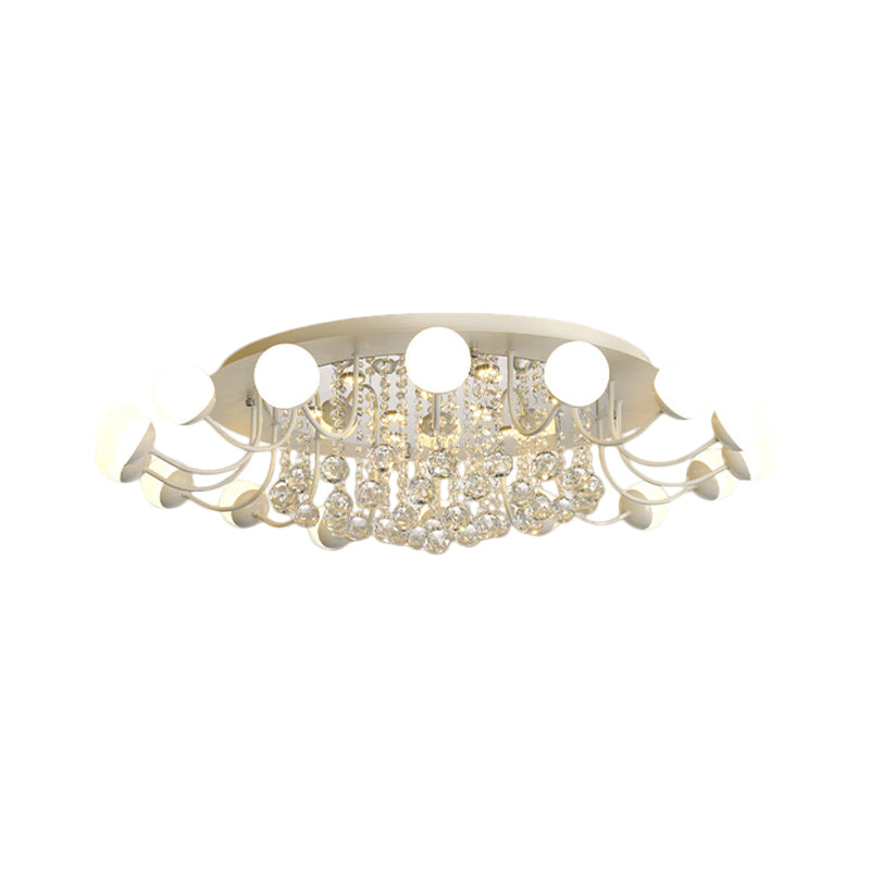 Hand-Cut Crystal Sphere Ceiling Light With Modern Design: 10/12-Head Black/White Mounting For Parlor