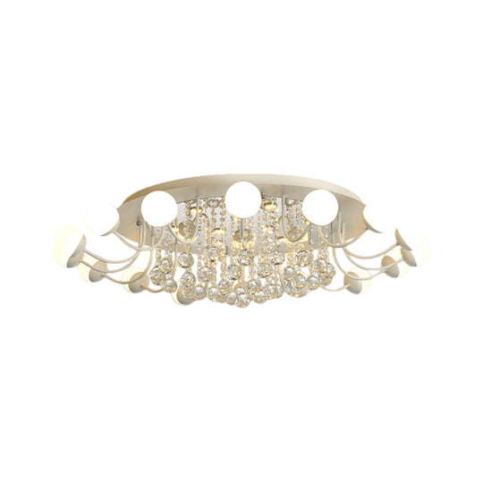 Hand-Cut Crystal Sphere Ceiling Light With Modern Design: 10/12-Head Black/White Mounting For Parlor