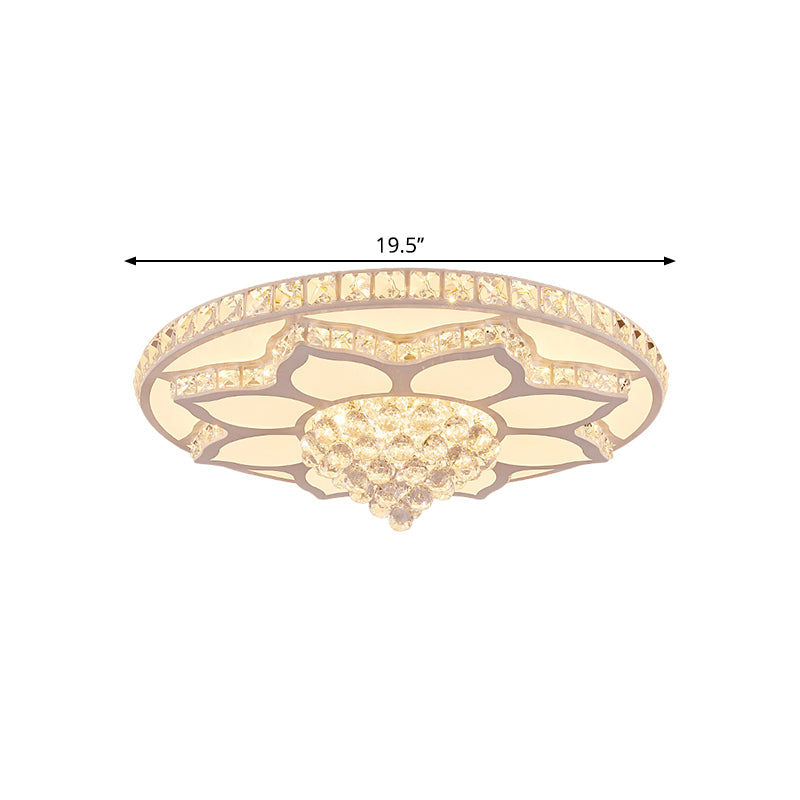Lotus Crystal Led Flush Mount Ceiling Light - 19.5’/23.5’ Wide Modern Cut Crystals Warm/White