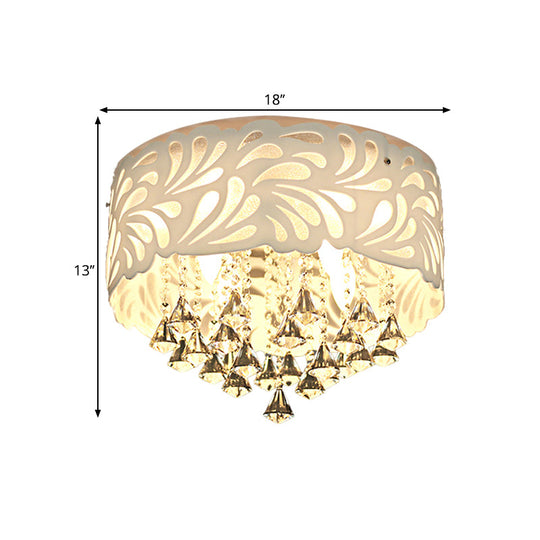 Modern Clear Crystal Flushmount Ceiling Light Fixture - 18/23.5/12.5 Width 8/12-Bulb/Led With Drum