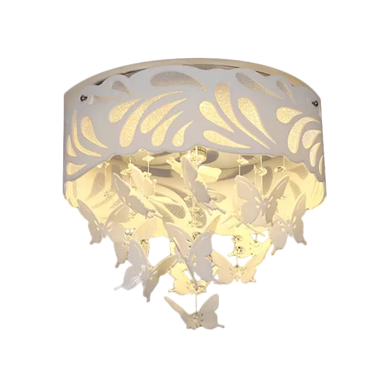 Contemporary Crystal Drop Led Flush Light - White 8/12 Heads 18’/23.5’/12.5’ Wide