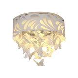 Contemporary Crystal Drop Led Flush Light - White 8/12 Heads 18/23.5/12.5 Wide