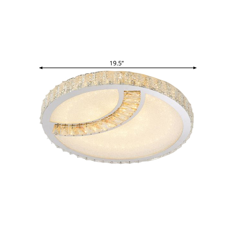 Led Ceiling Mounted Restaurant Light In Chrome - Contemporary Square/Round Design With Beveled