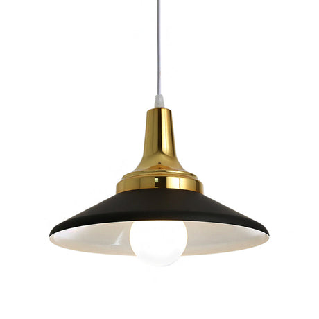 Industrial Conic Shade Hanging Pendant Light | Metallic Black Bedroom Suspended Lighting