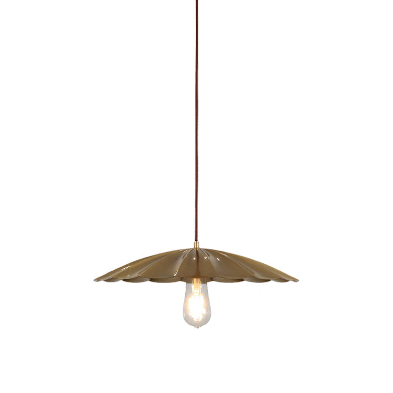 Vintage Brass Scalloped Hanging Ceiling Light Pendant For Study Room - 1