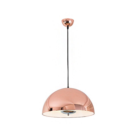 Retro Style Domed Pendant Lamp - 1 Light Rose Gold/Black Ceiling For Dining Room