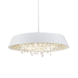 Metal Led Hanging Lamp - Modern Contemporary Circle Tray Design With Crystal Drop Warm/White Light