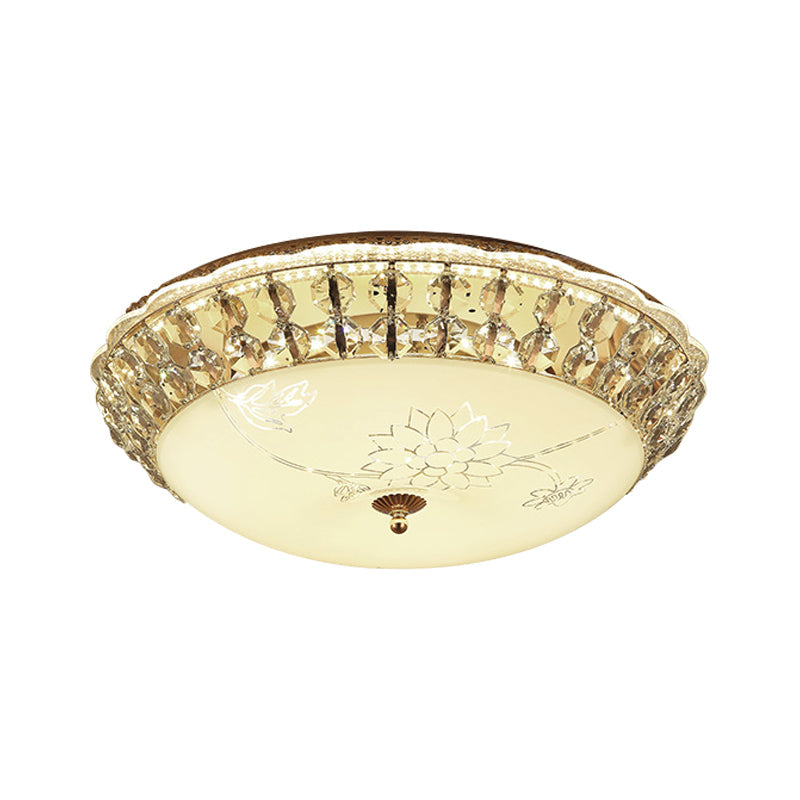 Modern Gold Dome Led Flush - Mount Crystal Light Fixture - Contemporary & Elegant Ceiling Lamp