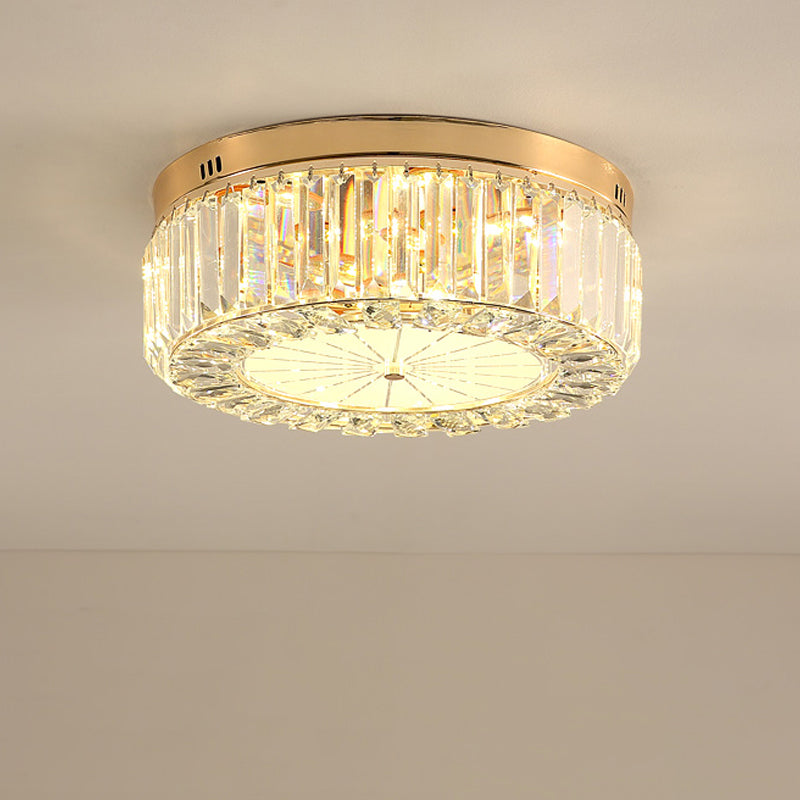 16’/19.5’ Wide Led Flushmount Modern Clear Prismatic Crystal Ceiling Light In Gold / 16’