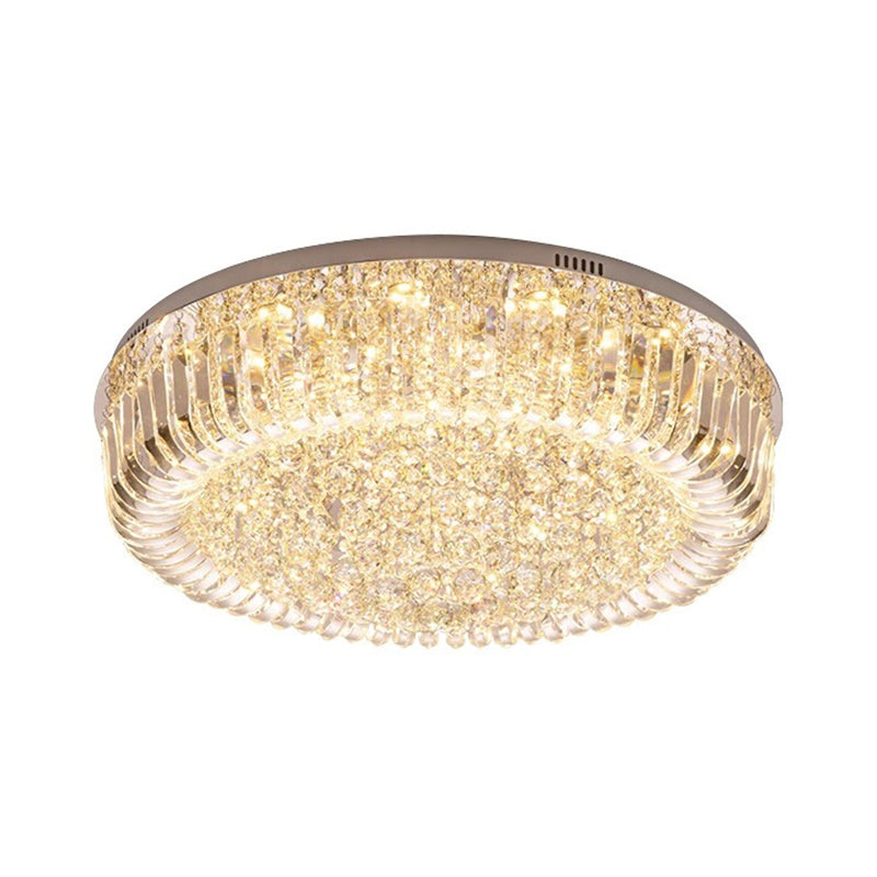 Modern Gold Led Ceiling Light With Prismatic Optical Crystal In Warm/White - 23.5’/31.5’ Wide