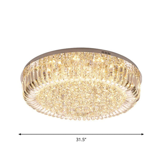 Modern Gold Led Ceiling Light With Prismatic Optical Crystal In Warm/White - 23.5’/31.5’ Wide