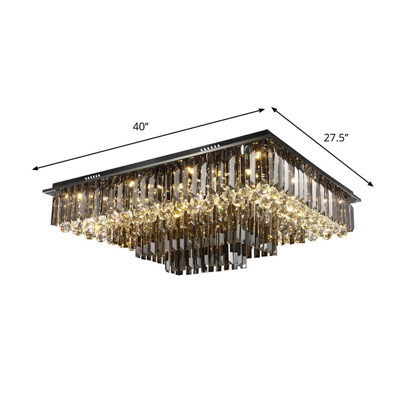 Modern Crystal Prisms Ceiling Light: Rectangular Led Flush Mount In Warm/White’