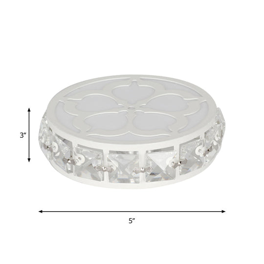 Contemporary Silver Round Crystal Led Flushmount Ceiling Lamp In Warm/White/Multi - Color Light