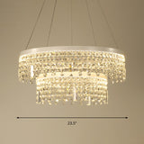 Contemporary Crystal Led Chandelier Lamp - Ring/Dual-Tiered Silver Warm/White Light