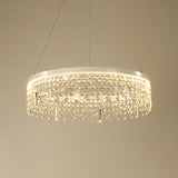 Contemporary Crystal Led Chandelier Lamp - Ring/Dual-Tiered Silver Warm/White Light Clear / Warm A