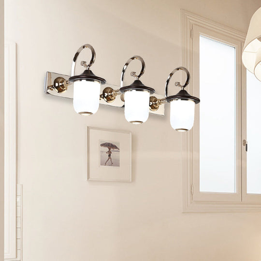 Modern Cylinder Wall Mount Lamp With Double/Triple Bulbs White Glass Vanity Light For Mirrors -